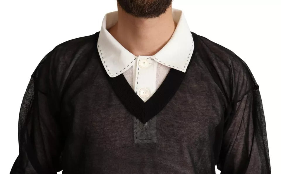 Dolce & Gabbana Black White Shirt One Piece Pullover Sweater by Dolce & Gabbana