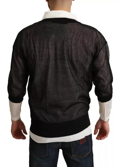 Dolce & Gabbana Black White Shirt One Piece Pullover Sweater by Dolce & Gabbana