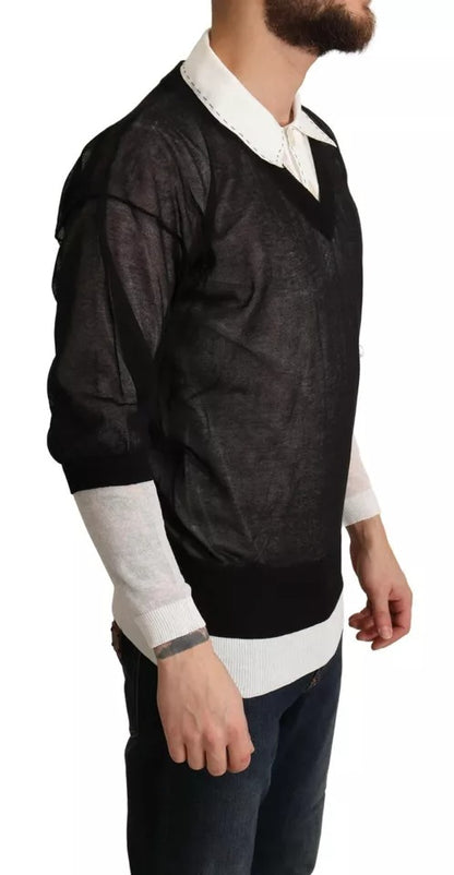 Dolce & Gabbana Black White Shirt One Piece Pullover Sweater by Dolce & Gabbana
