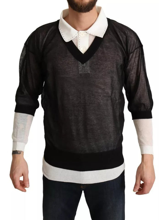 Dolce & Gabbana Black White Shirt One Piece Pullover Sweater by Dolce & Gabbana