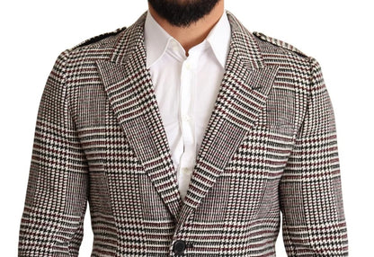 Dolce & Gabbana Gray Check Plaid Long Trench Coat Jacket by Dolce & Gabbana