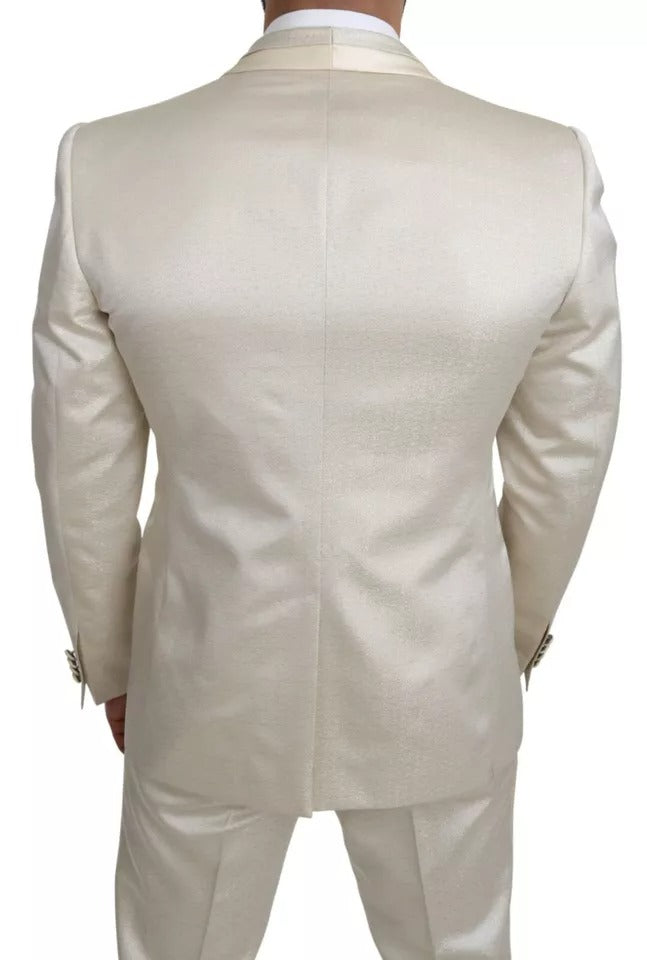 Dolce & Gabbana Beige Wool Crème 3 Piece SICILIA Shawl Suit by Dolce & Gabbana