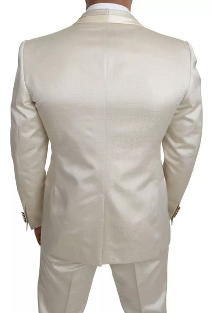 Dolce & Gabbana Beige Wool Crème 3 Piece SICILIA Shawl Suit by Dolce & Gabbana