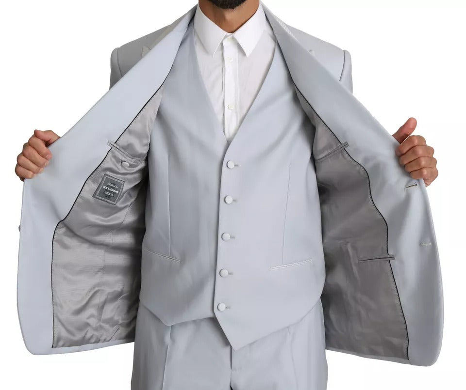 Dolce & Gabbana Light Blue SICILIA Wool 3 Piece Suit by Dolce & Gabbana