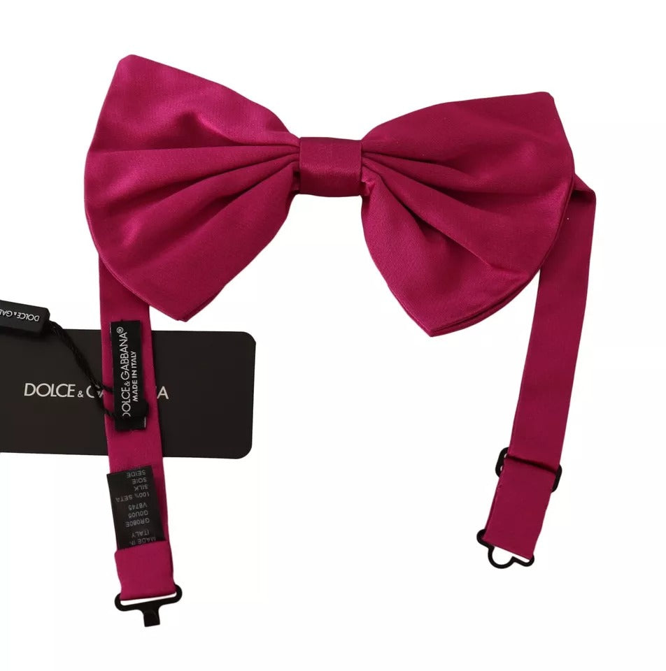 Dolce & Gabbana Pink Silk Adjustable Neck Bow Tie Men by Dolce & Gabbana