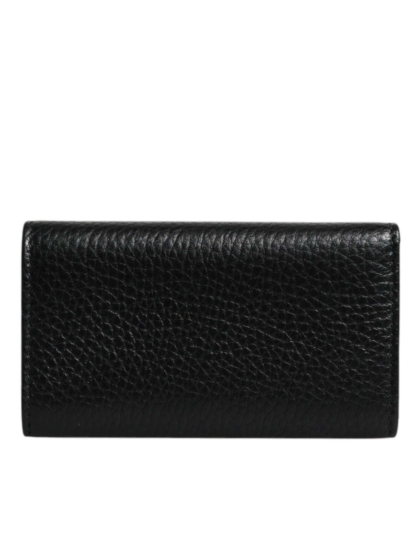 Porte-clés Dolce &amp; Gabbana à trois volets en cuir noir et métal doré avec logo