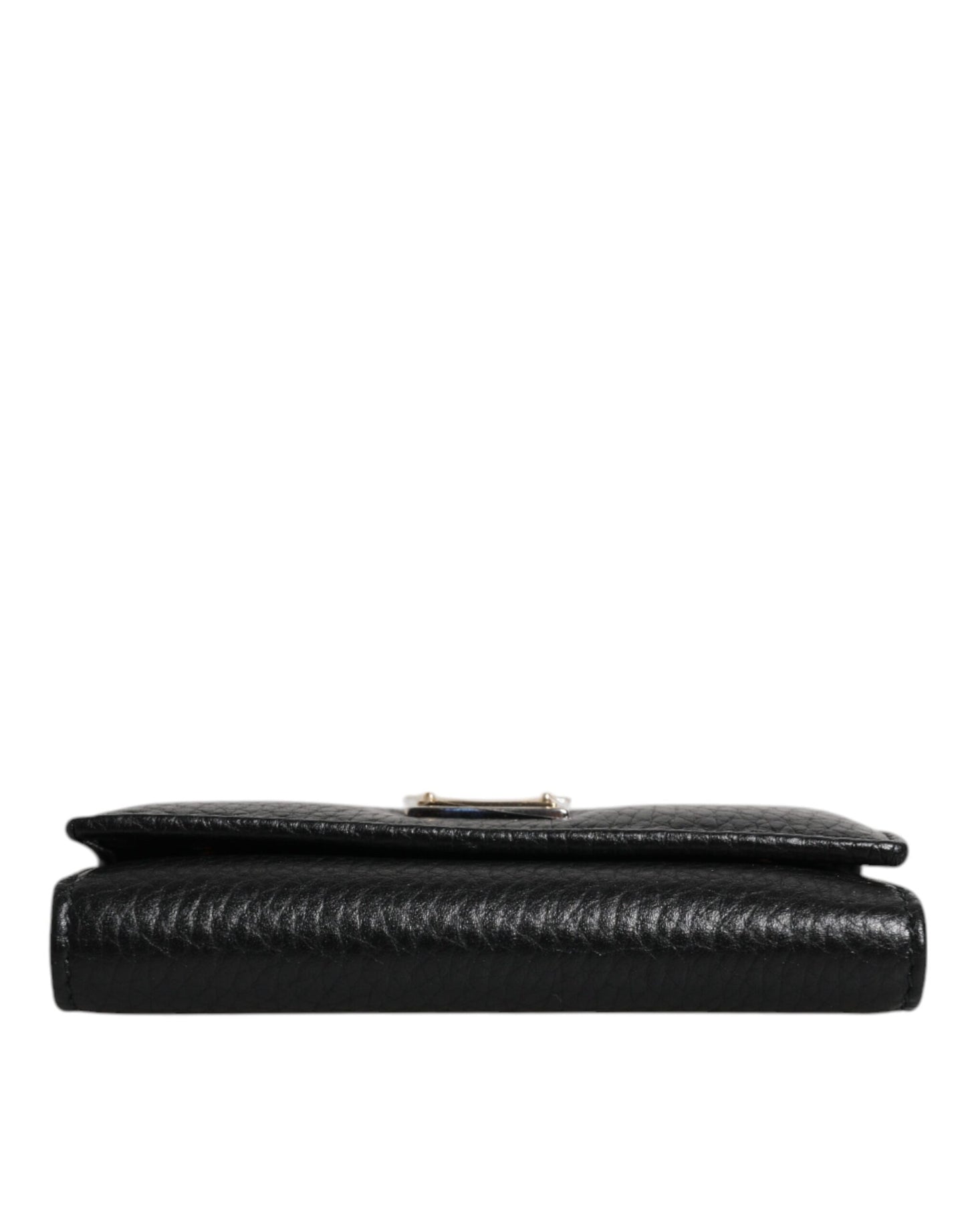Porte-clés Dolce &amp; Gabbana à trois volets en cuir noir et métal doré avec logo