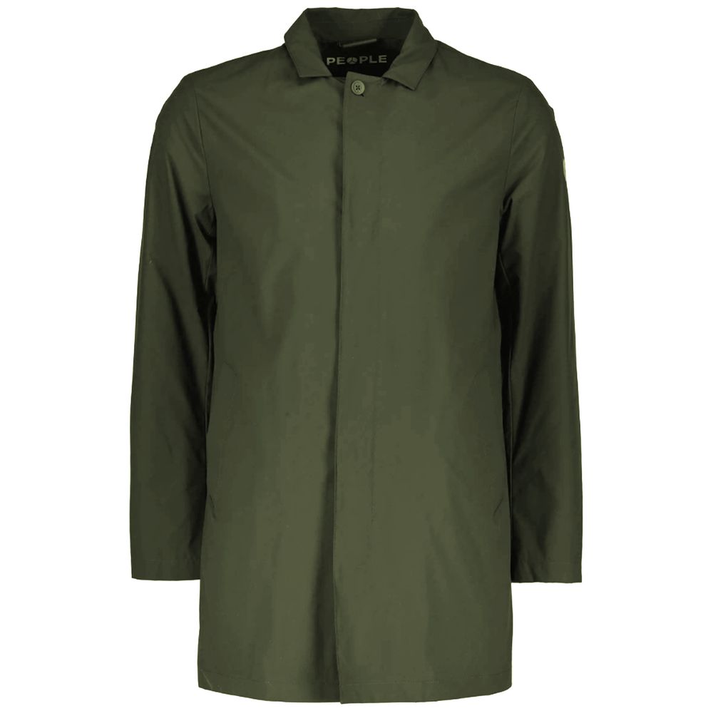 People Of Shibuya Green Recycled Polyester Men Trench Coat by People Of Shibuya