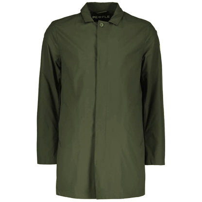 People Of Shibuya Green Recycled Polyester Men Trench Coat by People Of Shibuya