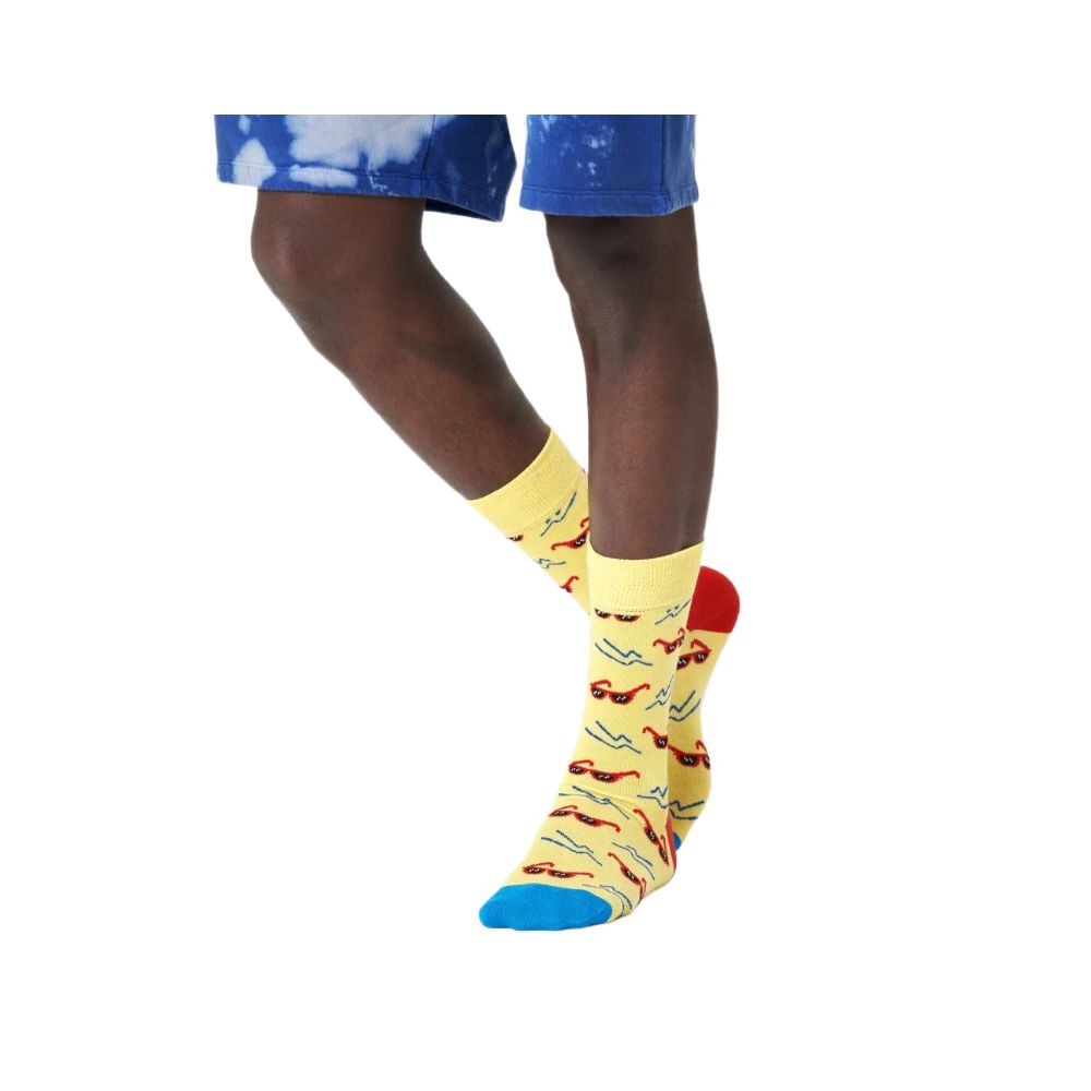 Collants et chaussettes en coton jaune Happy Socks