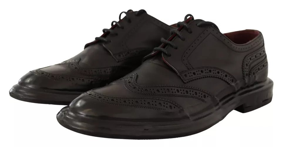 Chaussures Derby à lacets en cuir perforé noir Dolce &amp; Gabbana