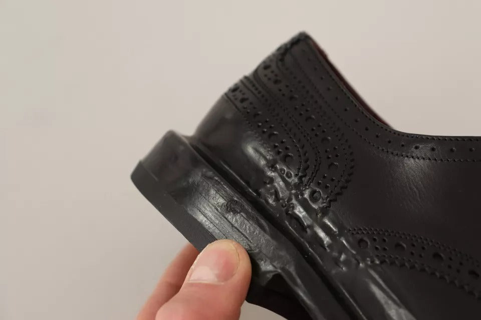 Chaussures Derby à lacets en cuir perforé noir Dolce &amp; Gabbana