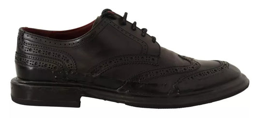 Chaussures Derby à lacets en cuir perforé noir Dolce &amp; Gabbana