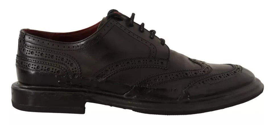 Chaussures Derby à lacets en cuir perforé noir Dolce &amp; Gabbana