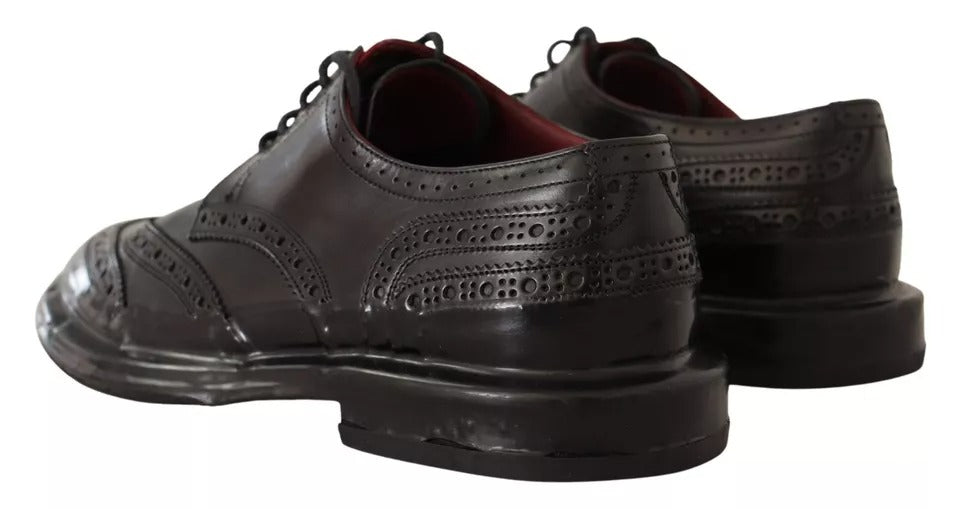 Chaussures Derby à lacets en cuir perforé noir Dolce &amp; Gabbana