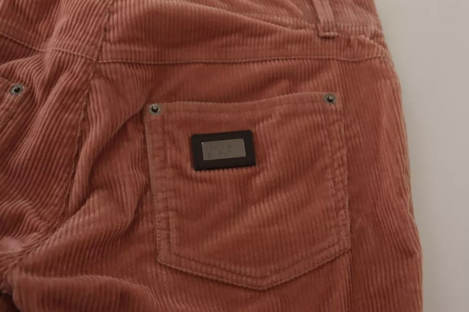 Dolce & Gabbana Pink Cotton Corduroy Skinny Jeans by Dolce & Gabbana