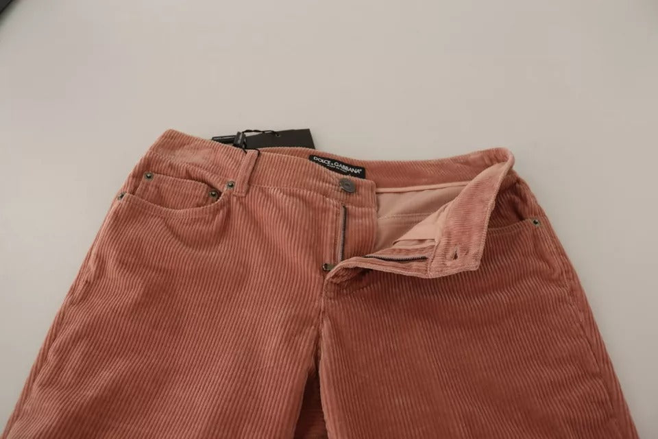 Dolce & Gabbana Pink Cotton Corduroy Skinny Jeans by Dolce & Gabbana