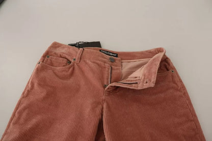 Dolce & Gabbana Pink Cotton Corduroy Skinny Jeans by Dolce & Gabbana