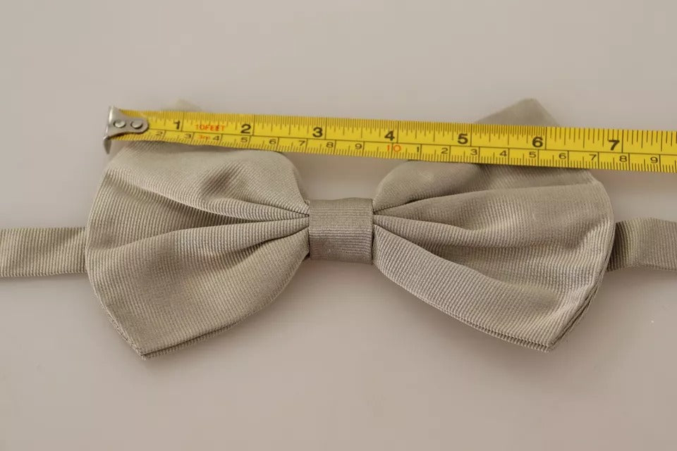 Dolce & Gabbana Silver Gray 100% Silk Adjustable Neck Bow Tie by Dolce & Gabbana