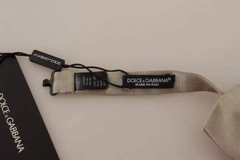 Dolce & Gabbana Silver Gray 100% Silk Adjustable Neck Bow Tie by Dolce & Gabbana
