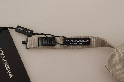 Dolce & Gabbana Silver Gray 100% Silk Adjustable Neck Bow Tie by Dolce & Gabbana