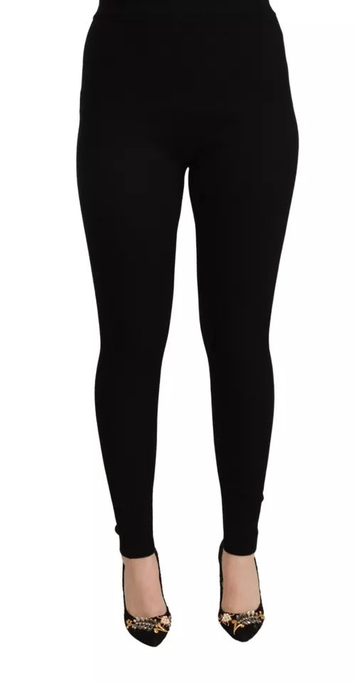 Dolce & Gabbana Black High Waist Stretch Pants Tights by Dolce & Gabbana
