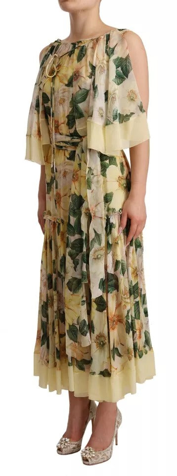 Dolce & Gabbana Multicolor Silk Floral Print Long Maxi Dress by Dolce & Gabbana