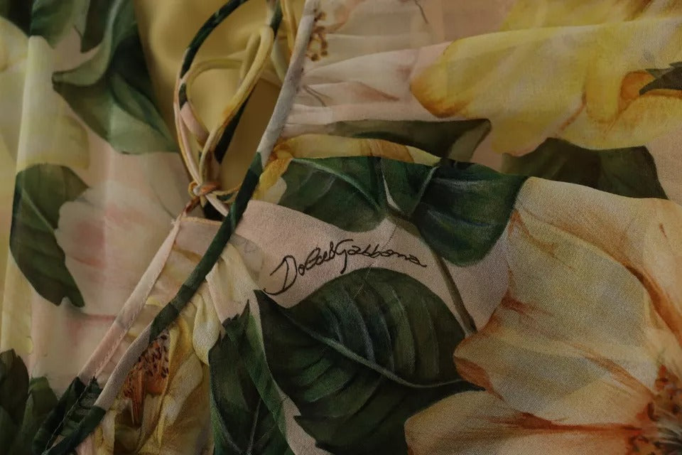 Dolce & Gabbana Multicolor Silk Floral Print Long Maxi Dress by Dolce & Gabbana