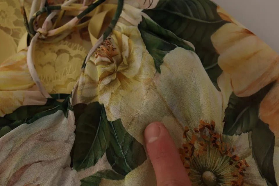 Dolce & Gabbana Multicolor Silk Floral Print Long Maxi Dress by Dolce & Gabbana