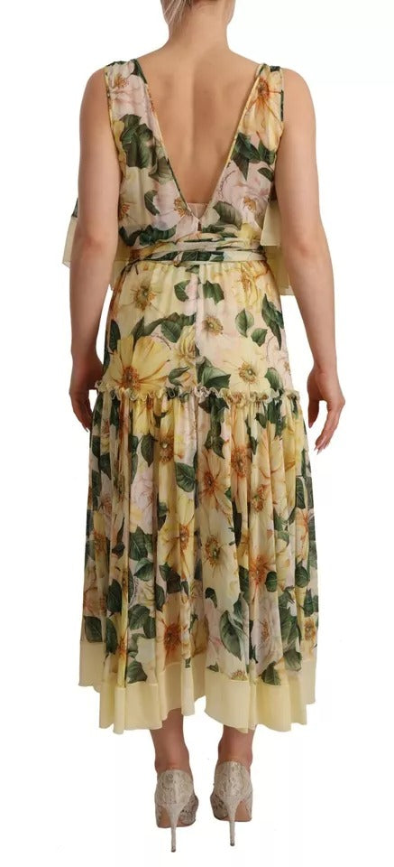 Dolce & Gabbana Multicolor Silk Floral Print Long Maxi Dress by Dolce & Gabbana