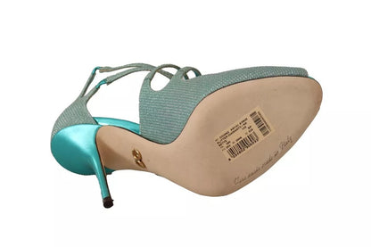Dolce & Gabbana Blue Glittered Strappy Heels Sandals Shoes by Dolce & Gabbana
