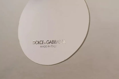 Porte-clés Dolce &amp; Gabbana en cuir blanc imprimé métal argenté