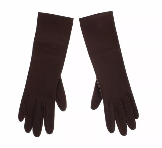 Gants fins en cuir marron Dolce &amp; Gabbana pour femme