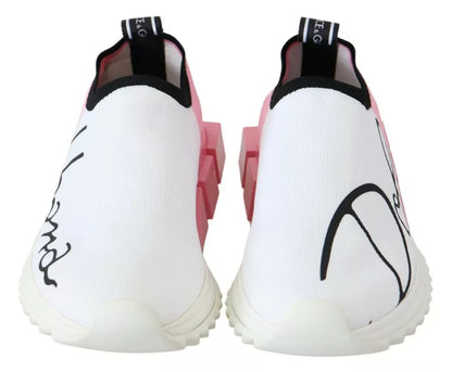 Dolce & Gabbana Pink White Logo Sorrento Sneakers Shoes by Dolce & Gabbana