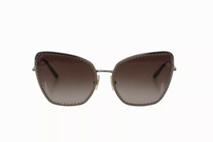 Dolce & Gabbana DG2212 Black Silver Oval Metal Frame Lace Logo Sunglasses by Dolce & Gabbana