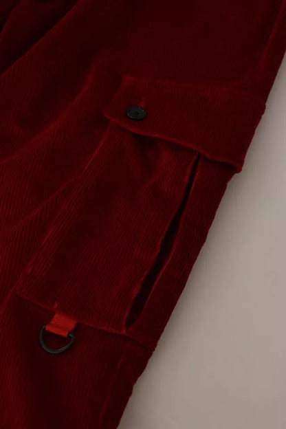 Dolce & Gabbana Red Corduroy Cotton Cargo Skinny Pants by Dolce & Gabbana