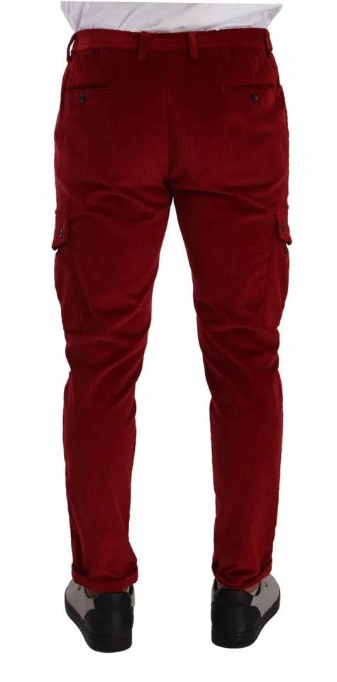 Dolce & Gabbana Red Corduroy Cotton Cargo Skinny Pants by Dolce & Gabbana