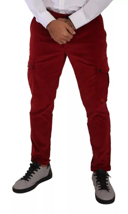 Dolce & Gabbana Red Corduroy Cotton Cargo Skinny Pants by Dolce & Gabbana