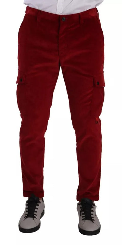 Dolce & Gabbana Red Corduroy Cotton Cargo Skinny Pants by Dolce & Gabbana
