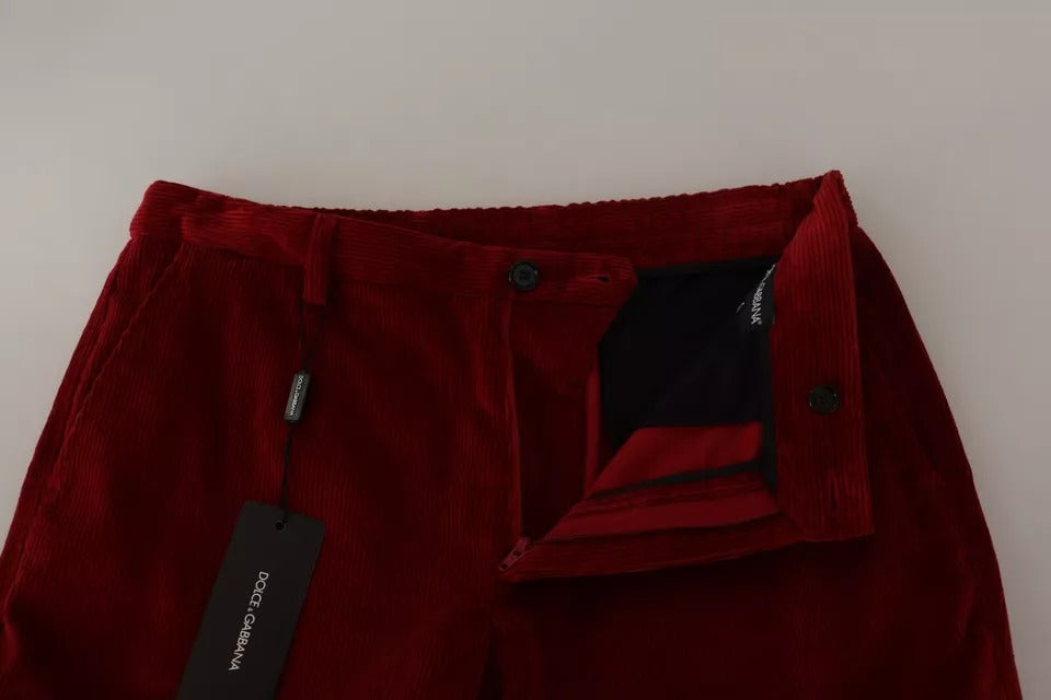 Dolce & Gabbana Red Corduroy Cotton Cargo Skinny Pants by Dolce & Gabbana