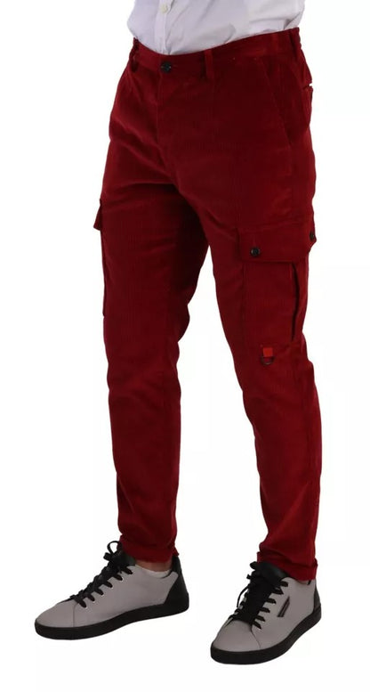 Dolce & Gabbana Red Corduroy Cotton Cargo Skinny Pants by Dolce & Gabbana