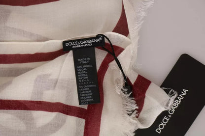 Dolce & Gabbana White Red Printed Wrap Shawl Modal Scarf by Dolce & Gabbana