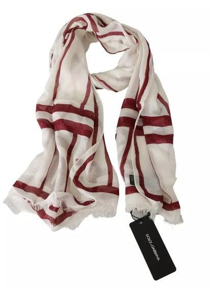 Dolce & Gabbana White Red Printed Wrap Shawl Modal Scarf by Dolce & Gabbana