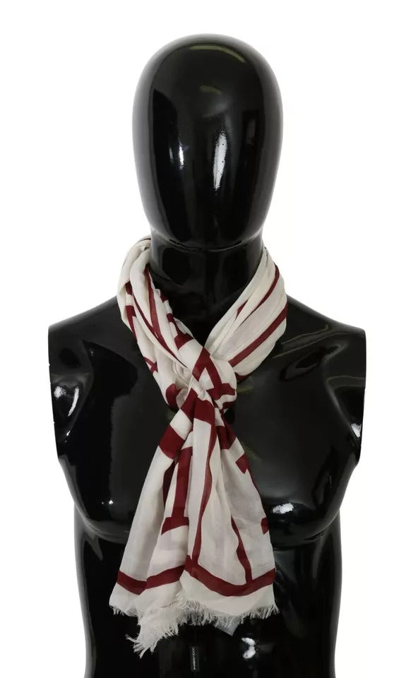 Dolce & Gabbana White Red Printed Wrap Shawl Modal Scarf by Dolce & Gabbana
