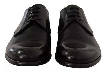 Dolce &amp; Gabbana Black Leather Lace Up Mens Formal Derby Shoes