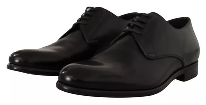 Dolce &amp; Gabbana Black Leather Lace Up Mens Formal Derby Shoes