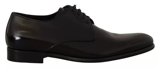 Chaussures Derby habillées à lacets en cuir noir Dolce &amp; Gabbana pour homme