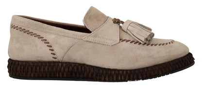 Mocassins beiges Dolce &amp; Gabbana à enfiler en cuir pour homme