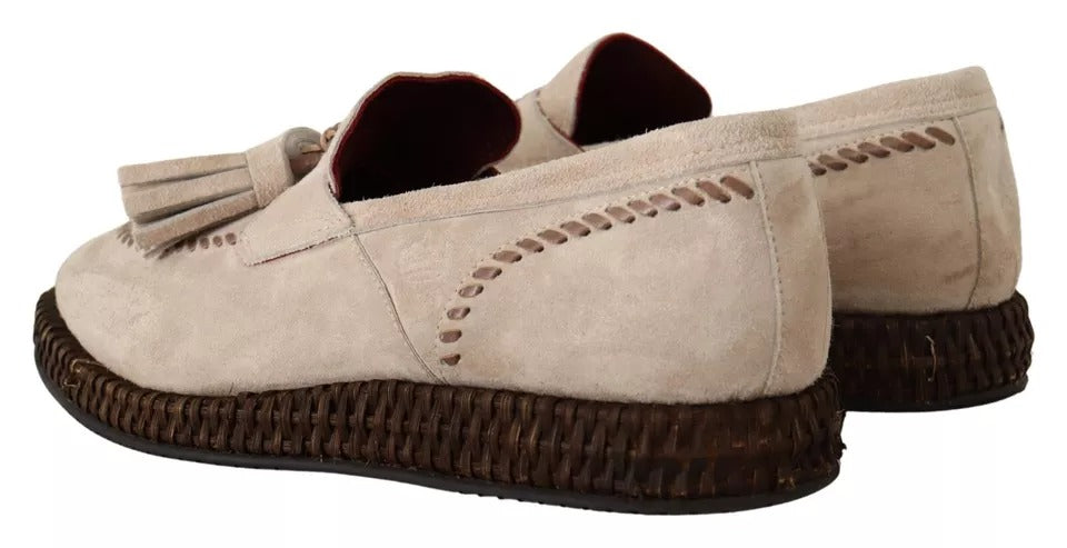 Mocassins beiges Dolce &amp; Gabbana à enfiler en cuir pour homme