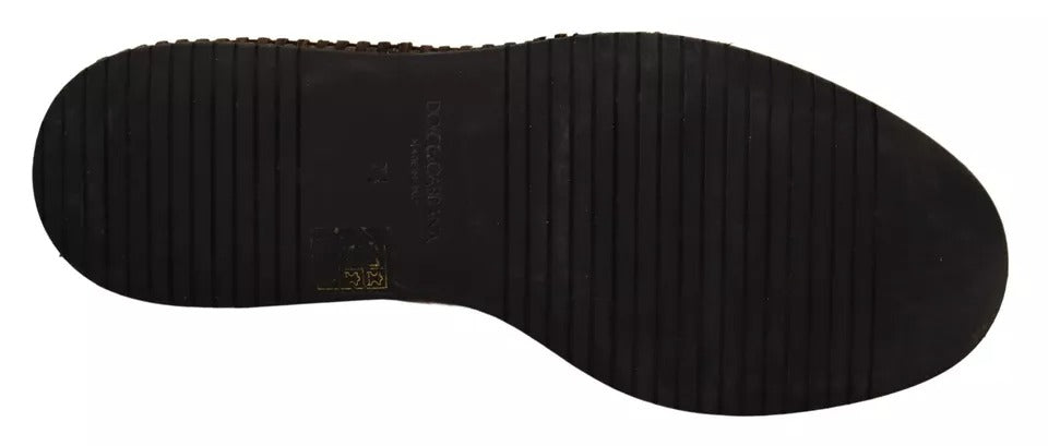 Mocassins beiges Dolce &amp; Gabbana à enfiler en cuir pour homme